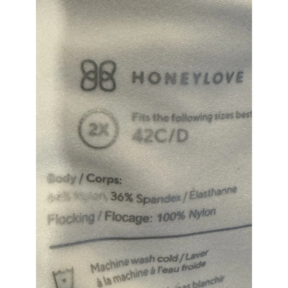 HONEYLOVE Size 2X‎ Nude/White Silhouette T-Shirt Comfort Mesh Wireless Bra